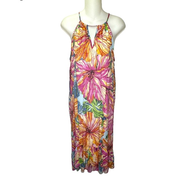 mlle gabriella Pink Floral Halter Maxi Dress Sz M Bin P - Picture 12 of 12